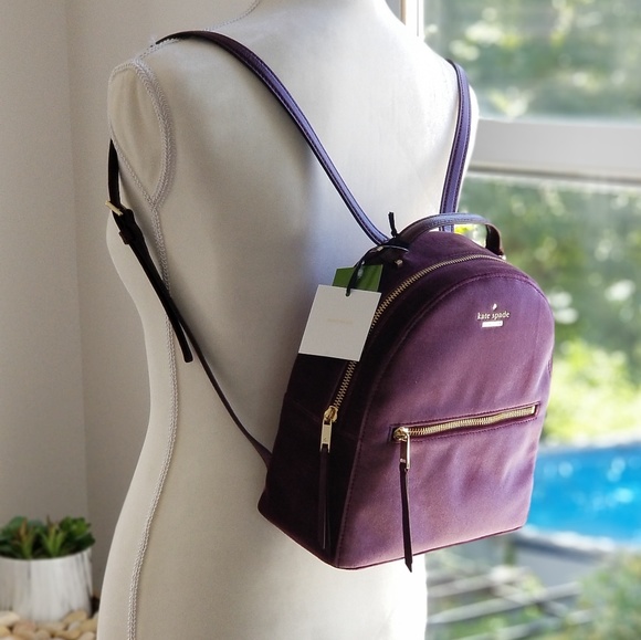 š«SOLDš« NEW! Kate Spade Velvet Sammi Backpack - Picture 2 of 8